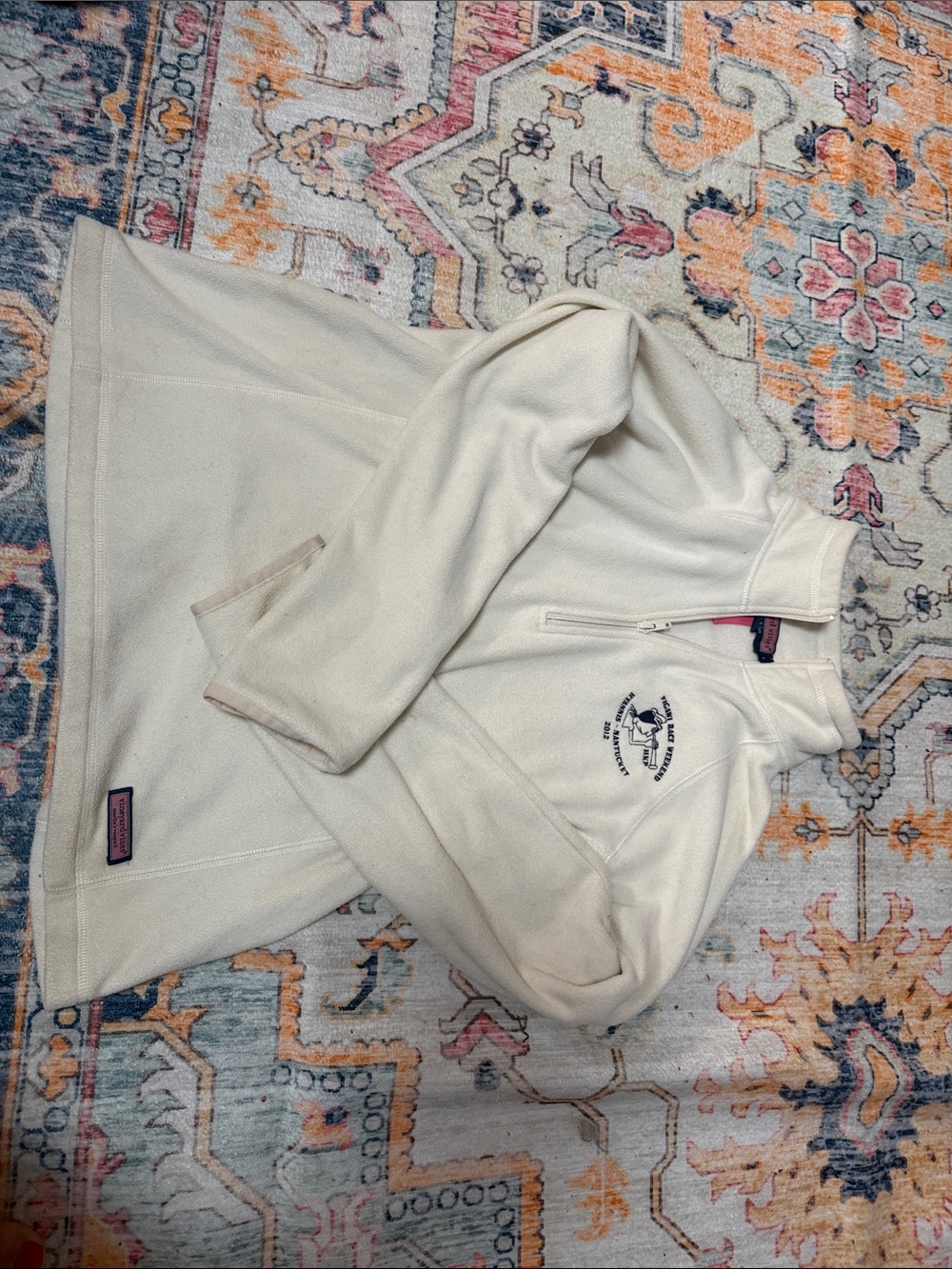 Figawi 2012 Edition Vineyard Vines Ivory Fleece Pullover with Pink Label